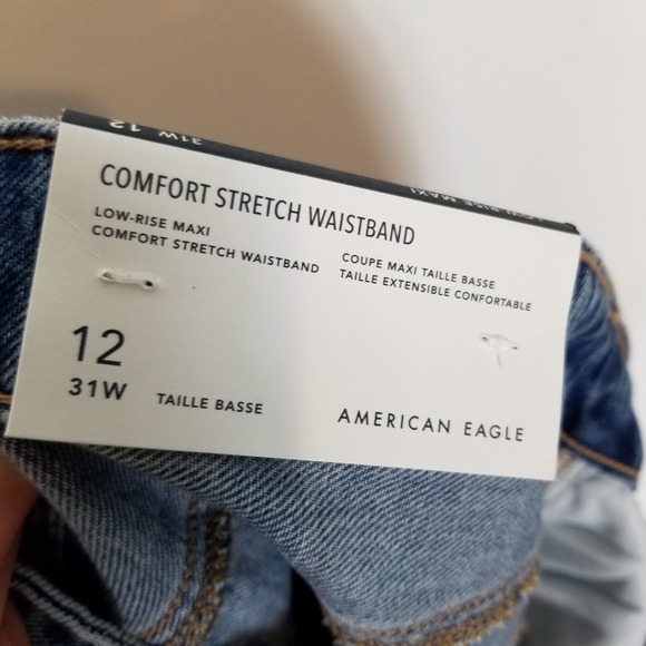 American Eagle Women Dress Slit Front Denim Maxi Skirt 12 Blue Stretch Comfort - Picture 9 of 12